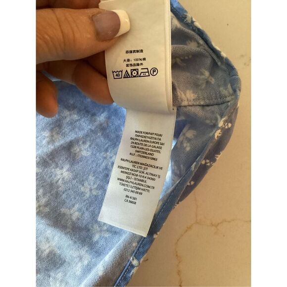 Ralph Lauren Button Down Short Sleeve Floral Shirt Sz 3XLT Blue White - Picture 5 of 8
